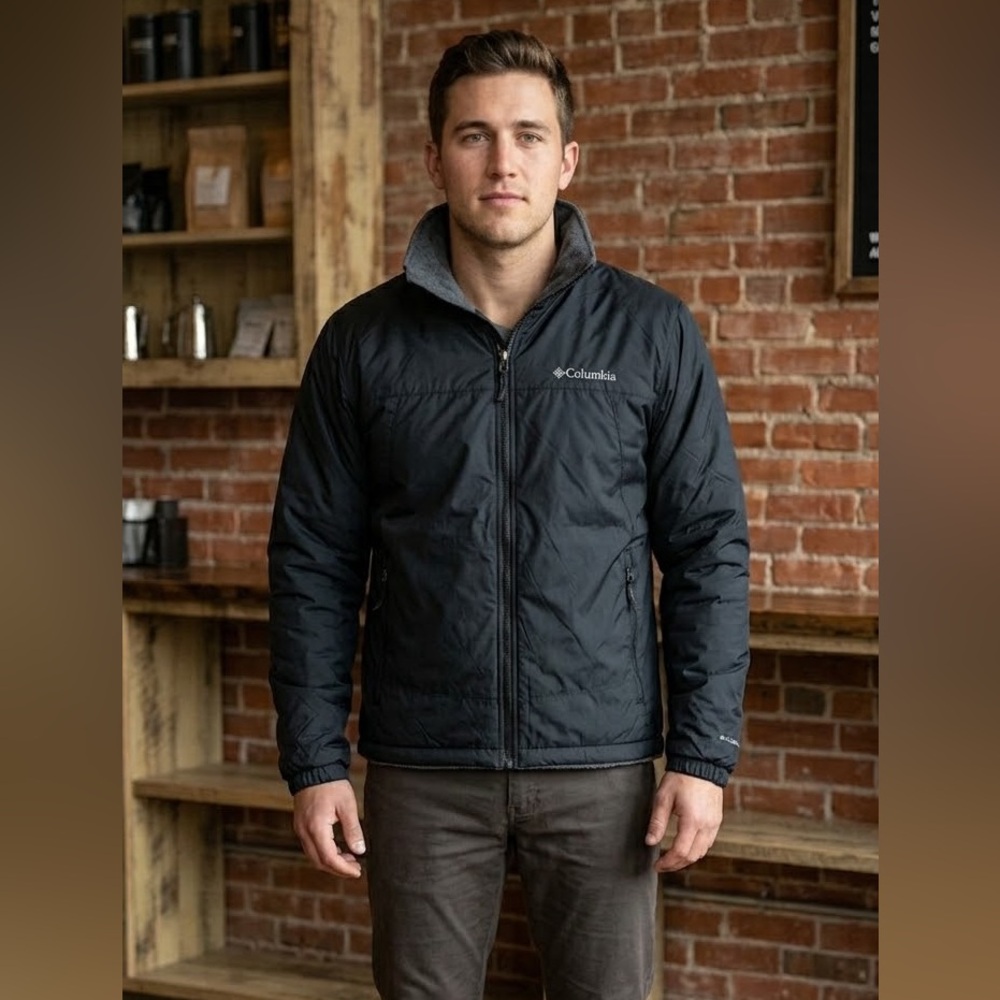 Columbia Men’s XM7302 Fleece-Lined Nylon Utility Jacket - Black - Size M